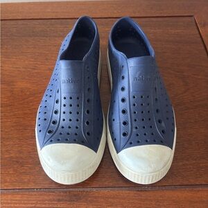Native Kids Dark Blue and White Slip-On Sneakers